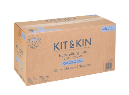 Scutece premium - Scutece Hipoalergenice Eco Kit&Kin, Marimea 4, 9-14 kg , 128 buc