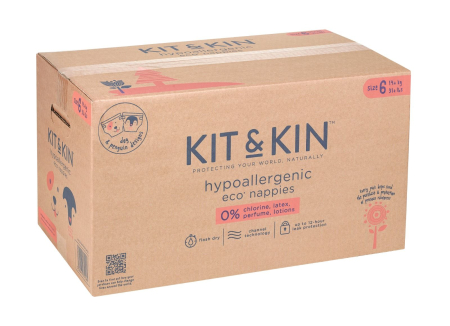 Scutece premium - Scutece Hipoalergenice Eco Kit&Kin, Marimea 6, 14 kg+, 96 buc