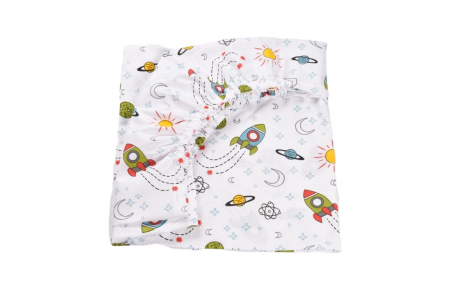 Set 2 cearsafuri patut 120x60 cm bumbac 100% alb rachete [3]