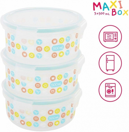 Recipiente pentru mancare - Set 3 boluri ermetice Maxi 500 ml pentru pastrarea hranei