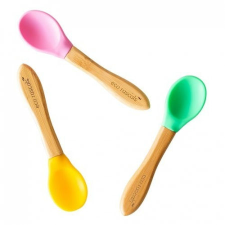Tacamuri - Set 3 lingurite bambus, roz, verde, galben, eco rascals