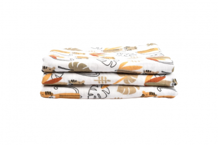 Set 3 museline bumbac model leu in savana 80x80 cm [1]
