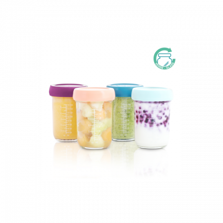 Recipiente pentru mancare - Set 4 boluri gradate din sticla, 220 ml