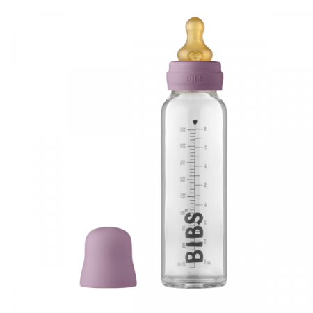 Set complet biberon din sticla anticolici, 225 ml, Mauve [0]
