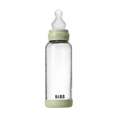 Set complet biberon din sticla anticolici cu tetina din silicon, flux mediu, 240 ml, Sage [2]