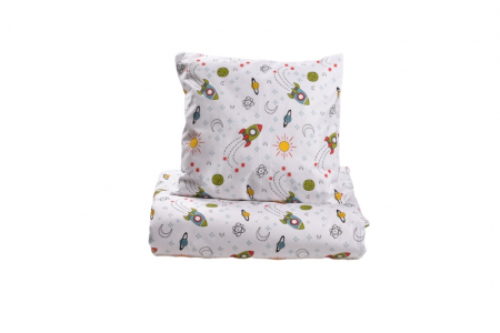 Set complet lenjerie si aparatori patut 120x60 cm model rachete [3]