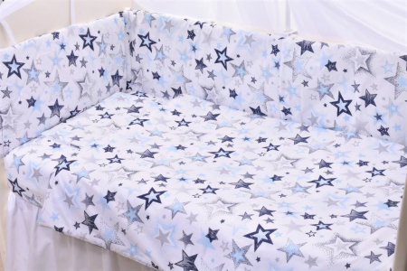 Set complet lenjerie si aparatori patut 60x120 cm stelute [2]