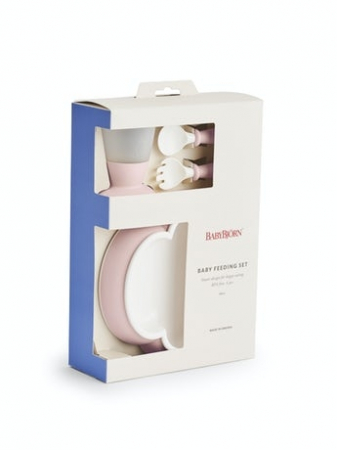 Set hranire: farfurie, lingurita, furculita si pahar pentru bebe, Powder Pink [2]