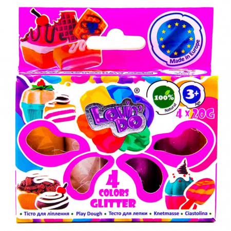 Plastilina - Set plastilina cu sclipici 100% ECO, Lovin'Do - 4 culori, 80gr