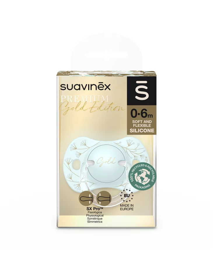 SUZETĂ Suavinex FIZIOLOGICĂ SX PRO DIN SILICON 0-6 LUNI ALBASTRU GOLD PREMIUM [2]