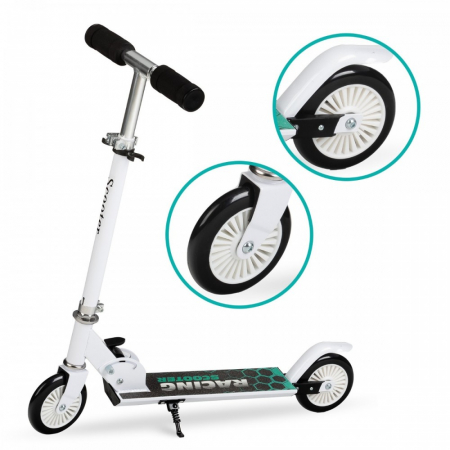 Trotineta copii, QKIDS, FLO Green, Rulmenti ABEC-9, Roti poliuretan 85A, Ghidon T-shape, Platforma anti-derapanta, Defender brake, Aluminiu [5]