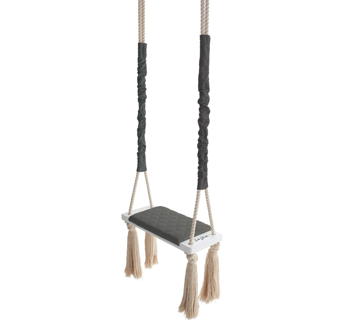 Leagan din lemn si spuma pentru copii WoodSwing by BabySteps, Catifea Velvet Dark Grey