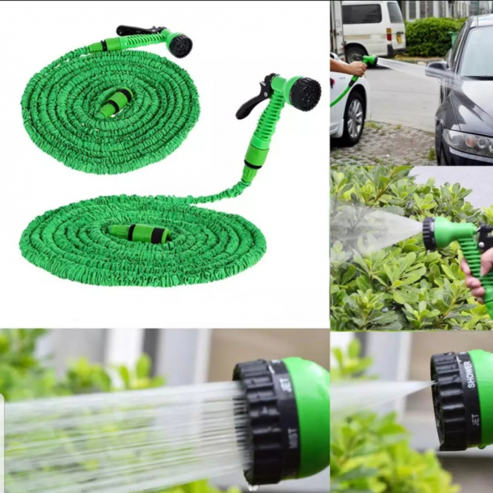 Furtun de gradina extensibil 30m + pistol stropit multifunctional cu 7 pozitii stropire + CADOU 2 LAMPI SOLARE [5]