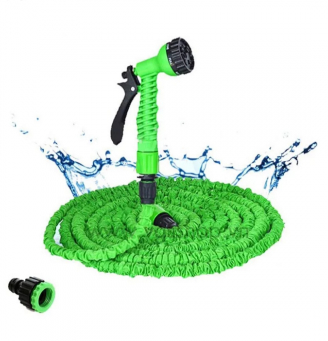 Furtun de gradina extensibil 30m + pistol stropit multifunctional cu 7 pozitii stropire + CADOU 2 LAMPI SOLARE [3]