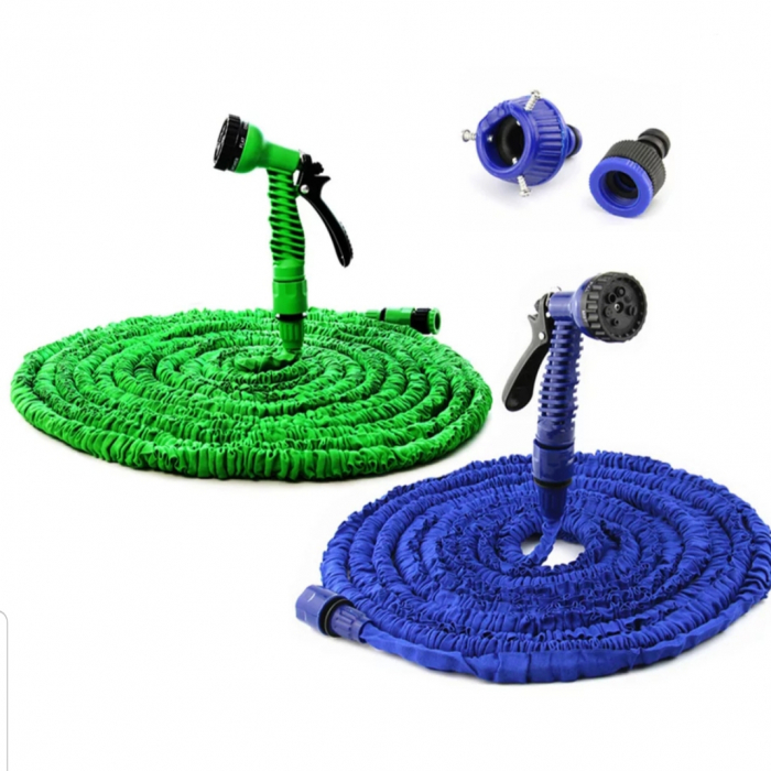 Furtun de gradina extensibil 30m + pistol stropit multifunctional cu 7 pozitii stropire + CADOU 2 LAMPI SOLARE [6]