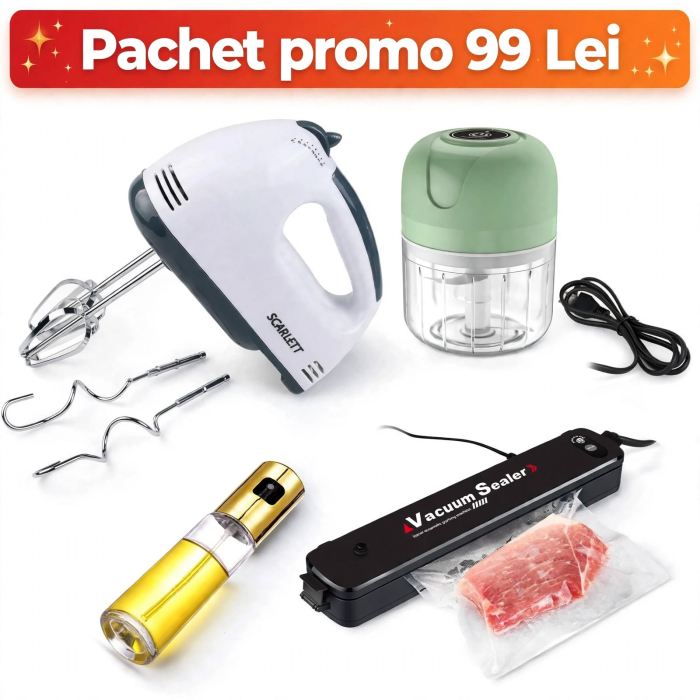 Pachet PROMO mixer, mini tocat, aparat de vidat + pulverizator ulei [2]