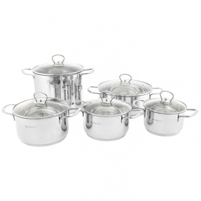 Set oale 10 piese inox, cu capace de sticla termorezistenta [2]