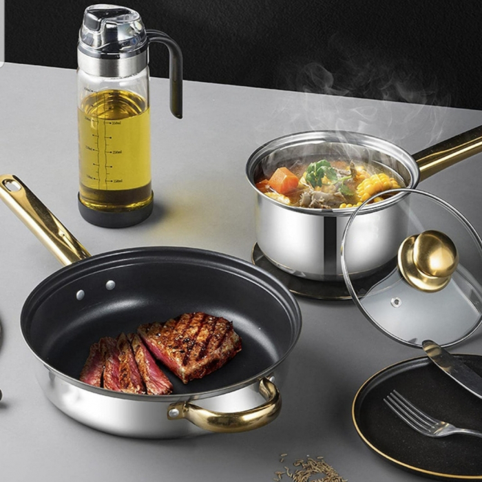 Set oale 12 piese inox, cu capace de sticla termorezistenta [2]