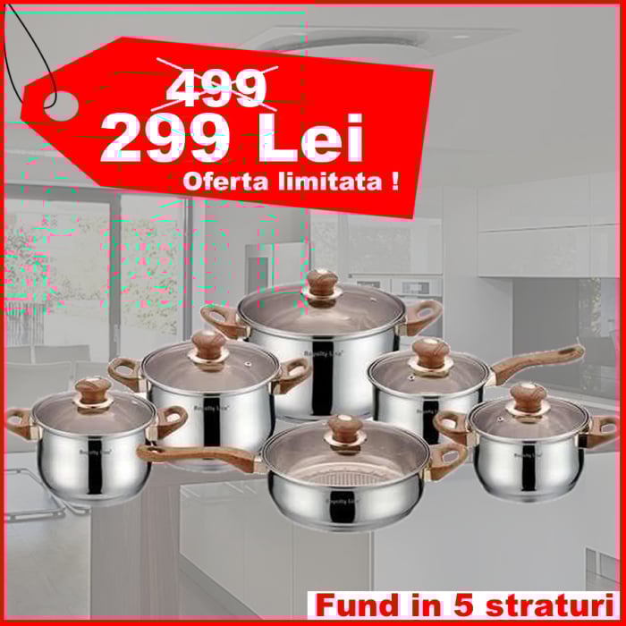 Set oale Blaumann  12 piese inox, fund 5 straturi, capace sticla termorezistenta [1]