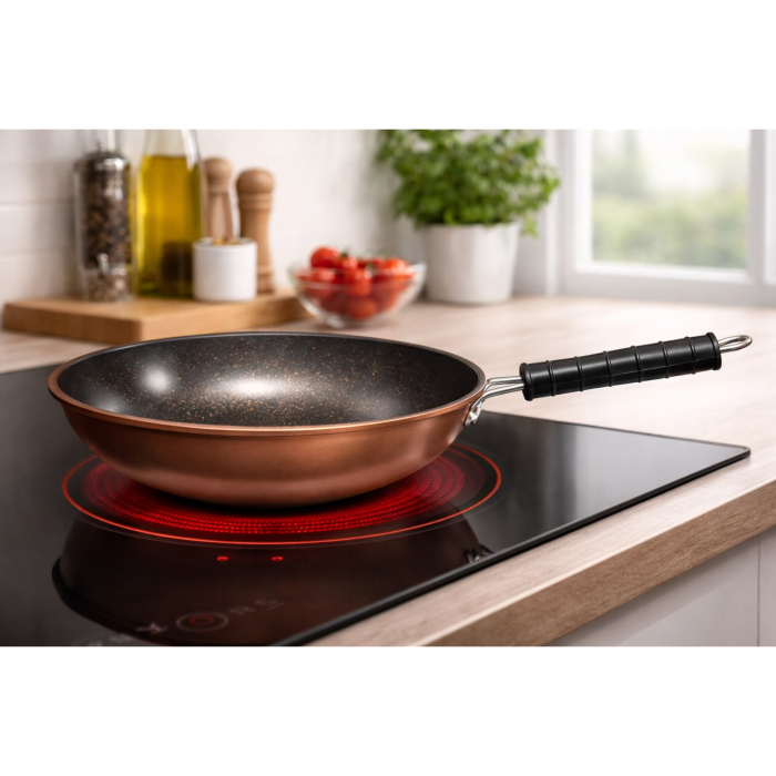 Tigaie antiaderenta Visuron, strat ILAG Premium, interior stone, exterior cupru, maner ergonomic [2]