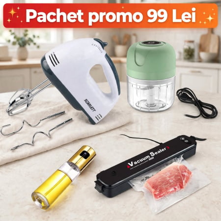 Bucatarie - Pachet PROMO mixer, mini tocat, aparat de vidat + pulverizator ulei