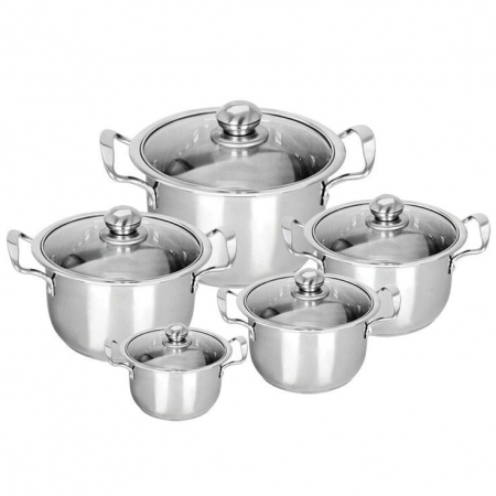 Set oale 10 piese inox, cu capace de sticla termorezistenta [0]