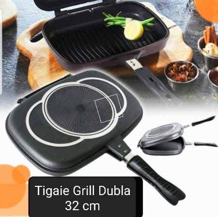 Tigaie doubletta detasabila marmorata tip grilll, BLAUMANN 32 cm [4]