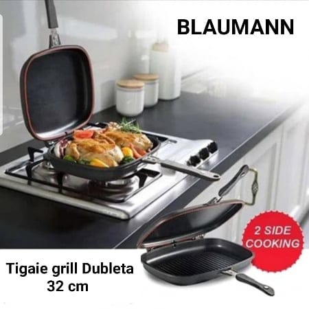 Tigaie doubletta detasabila marmorata tip grilll, BLAUMANN 32 cm [2]