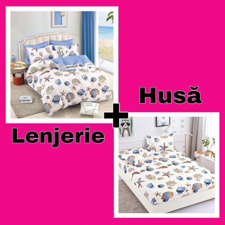 Set Lenjerie + Husa pat, cu Scoici/Stele de Mare [0]