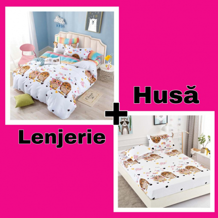 Set Lenjerie + Husa pat, cu Bufnite [0]