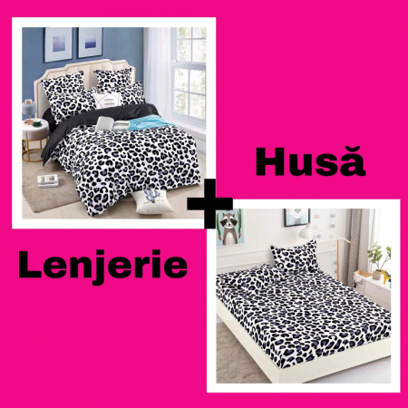 Set Lenjerie+Husa Pat, Din Finet, Leopard [0]
