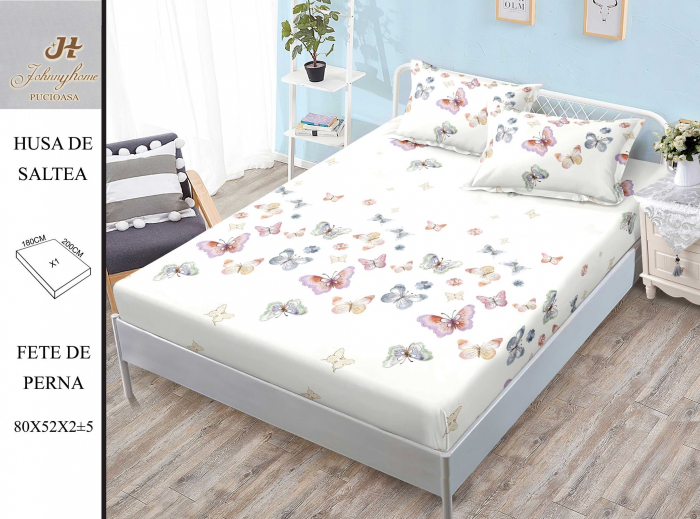 Husa de pat din Finet cu elastic+ 2 fete  de perna 180x200 -HG249 [1]