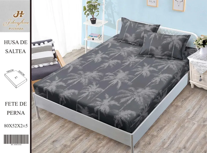 Husa de pat din Finet cu elastic+ 2 fete  de perna 180x200 -HG272 [1]