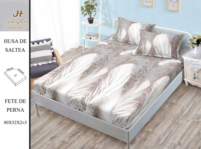 Husa de pat din Finet cu elastic+ 2 fete  de perna 180x200 ,Pene  -HG256 [1]
