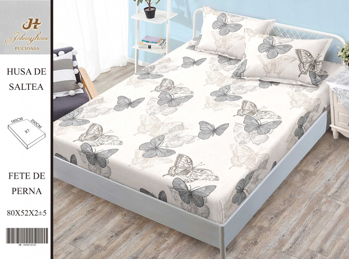 Husa de pat din Finet cu elastic+ 2 fete  de perna 180x200 -HG278 [1]