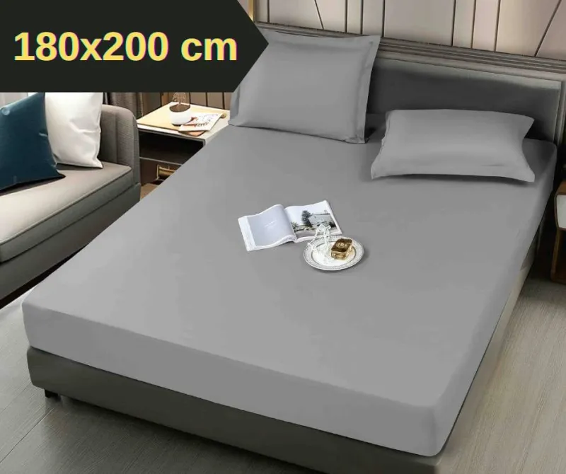 Husa de pat impermeabila,Pat dublu 180x200 cm,Gri deschis-TM4 [1]