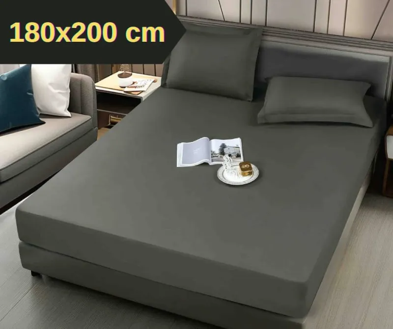 Husa de pat impermeabila,Pat dublu 180x200 cm,Gri inchis-TM3 [1]