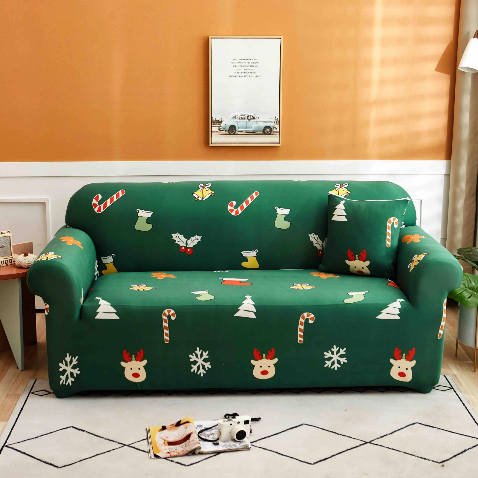 Husa Elastica pentru Canapea 2 Locuri,VERDE-CAN46 [1]