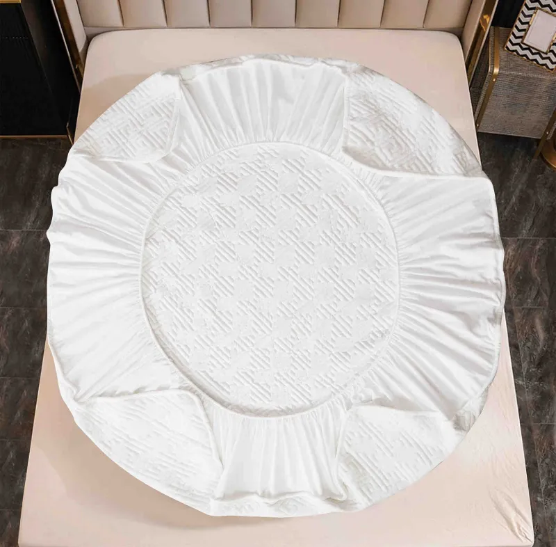 Husa tip Topper cu elastic din catifea 160x200,Alb-TJ5 [4]