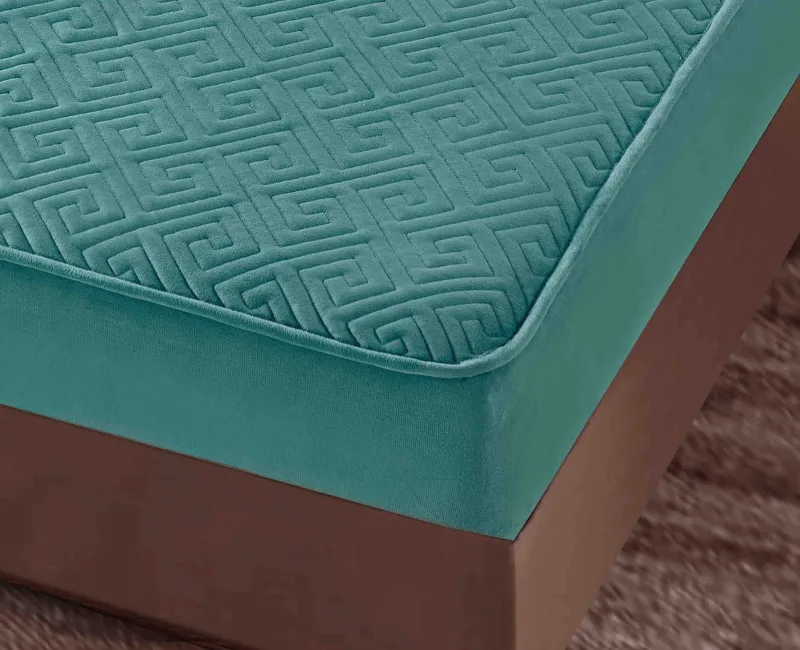 Husa tip Topper cu elastic din catifea 160x200,Turcoaz-TJ12 [3]