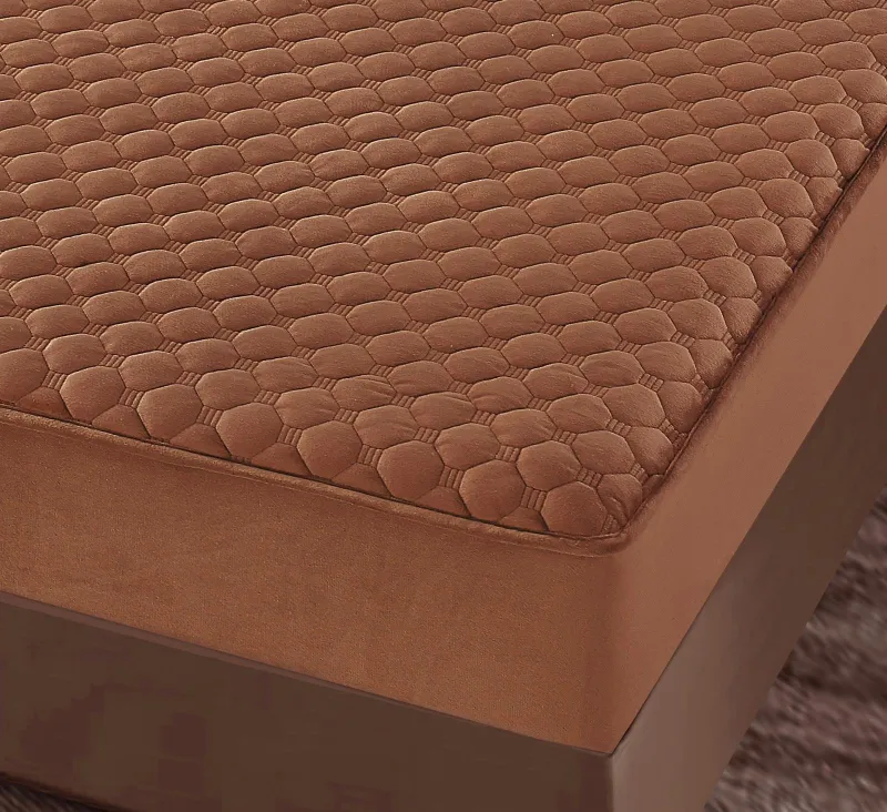 Husa tip Topper cu elastic din catifea 180x200,Maro-TOP9 [2]