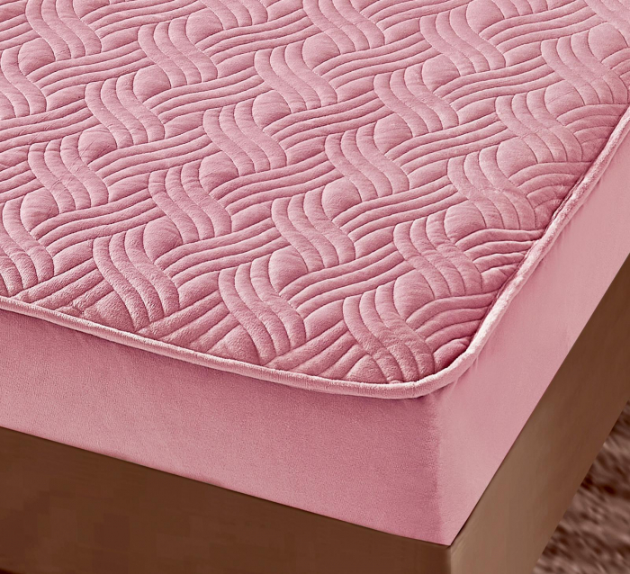 Husa tip Topper cu elastic din catifea 180x200,Roz-TOP11 [2]