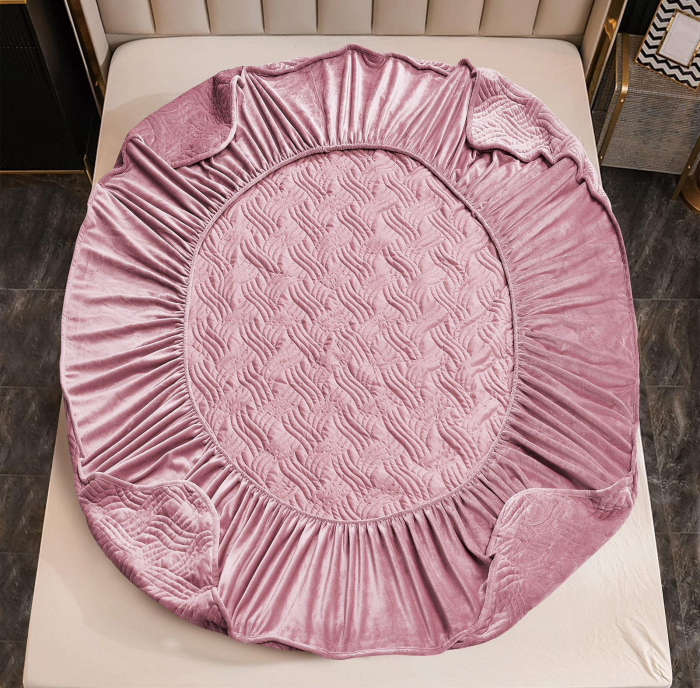 Husa tip Topper cu elastic din catifea 180x200,Roz-TOP11 [3]