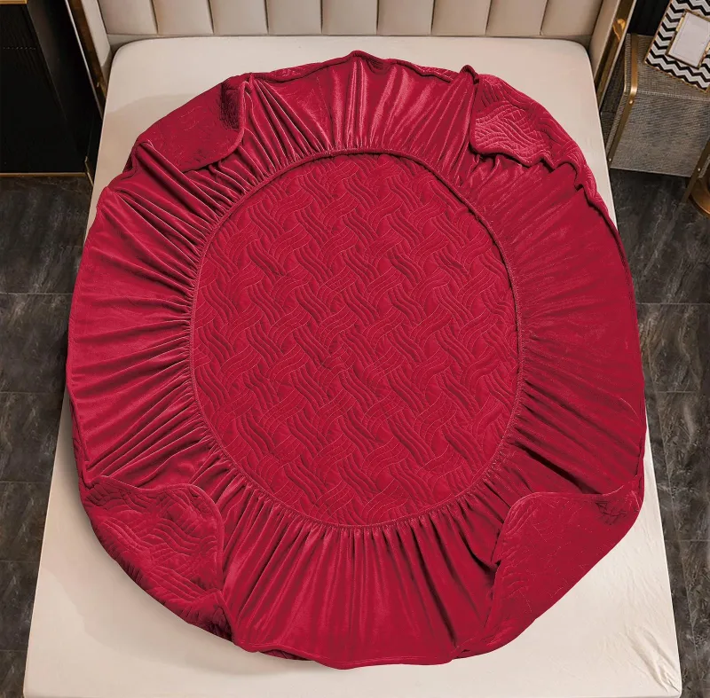 Husa tip Topper cu elastic din catifea 180x200,Rosu-TOP7 [3]