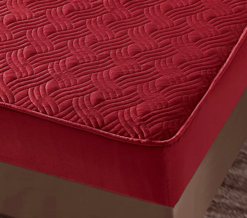 Husa tip Topper cu elastic din catifea 180x200,Rosu-TOP7 [2]