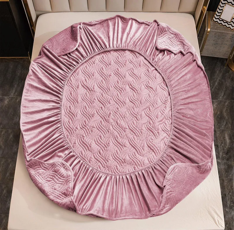 Husa tip Topper cu elastic din catifea 180x200,Roz-TOP11 [3]