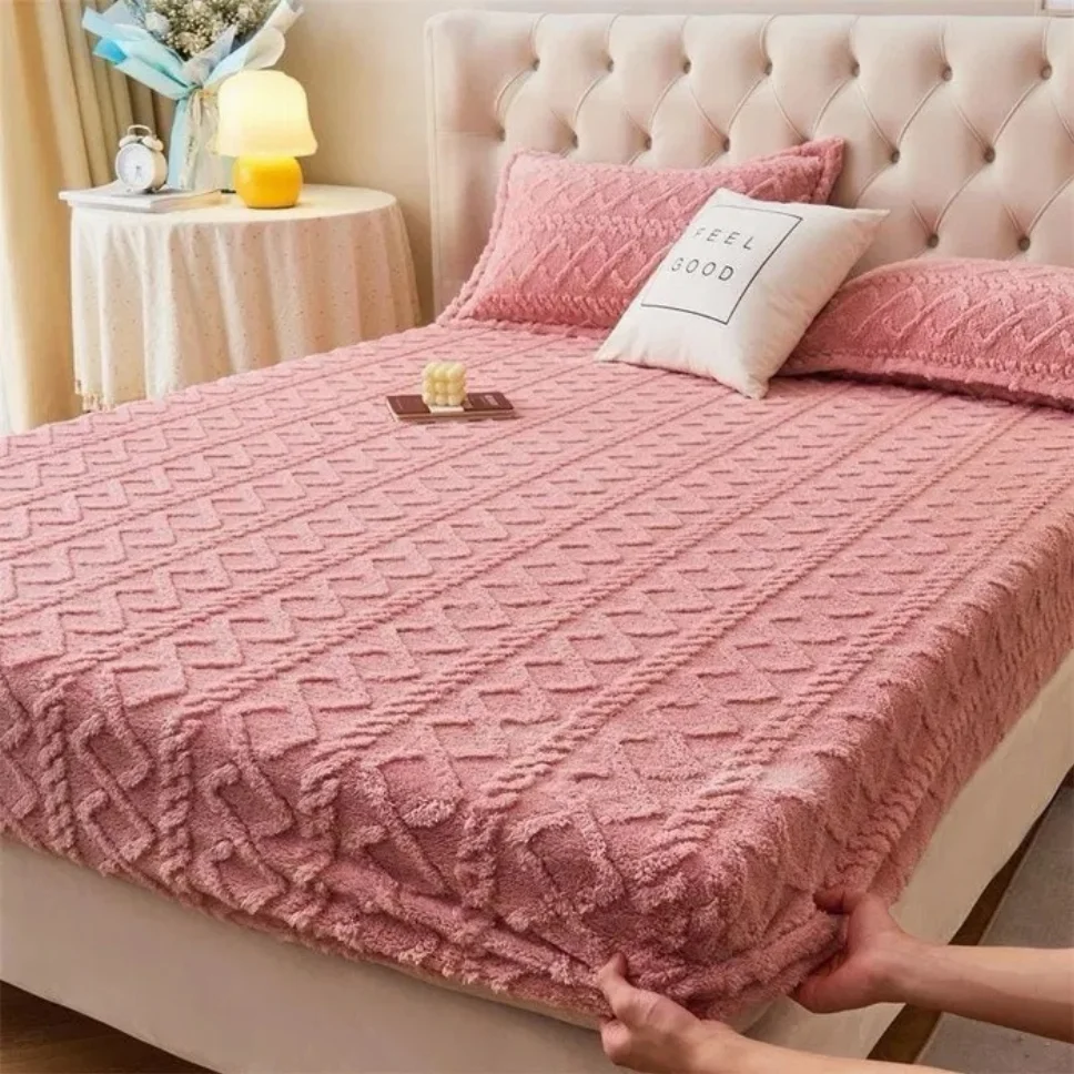 Huse de pat cocolino 180x200 cm, roz cu model impletit-HJC110 [1]
