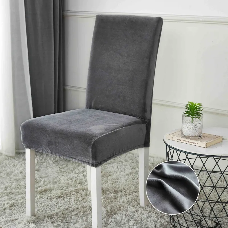 Huse pentru scaun din Catifea cu elastic,Gri inchis-JHC7 [1]