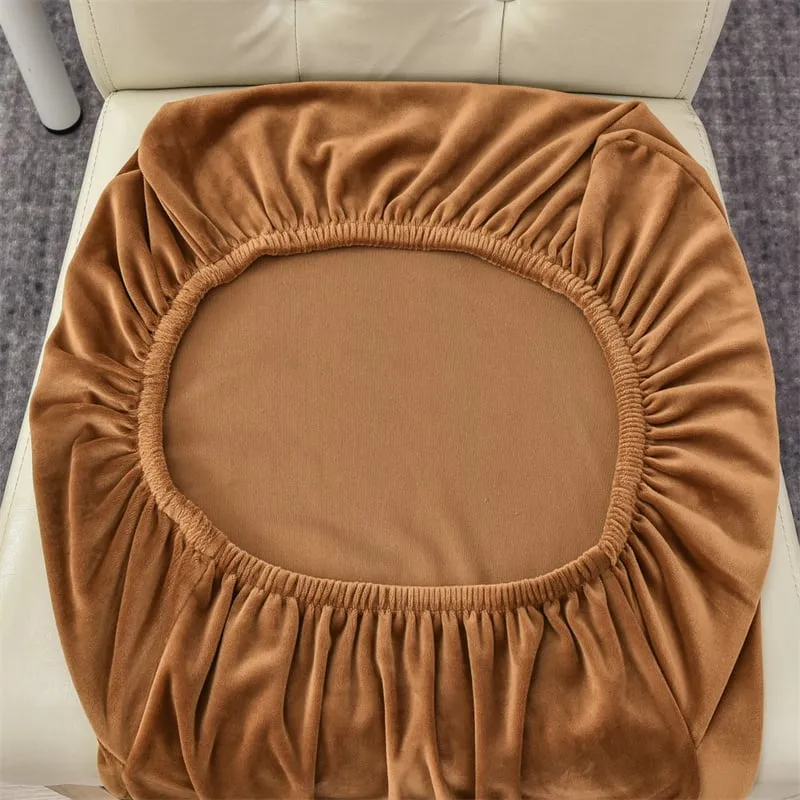 Huse pentru scaun din Catifea cu elastic,Maro-JHC4 [5]