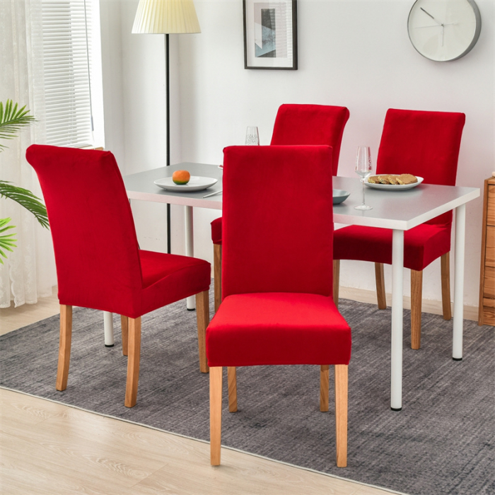 Huse pentru scaun din Catifea cu elastic,Rosu-JHC10 [3]